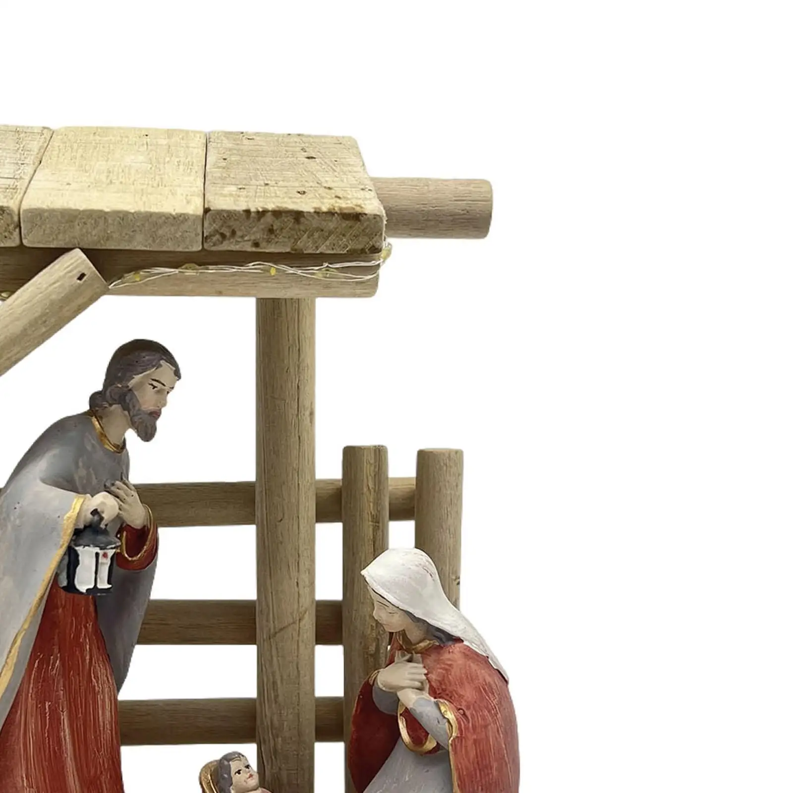 Christmas Nativity Scene Statue with Light Fine Workmanship Collectible Desktop Ornament for Cabinet Bedroom Shelf Office Home