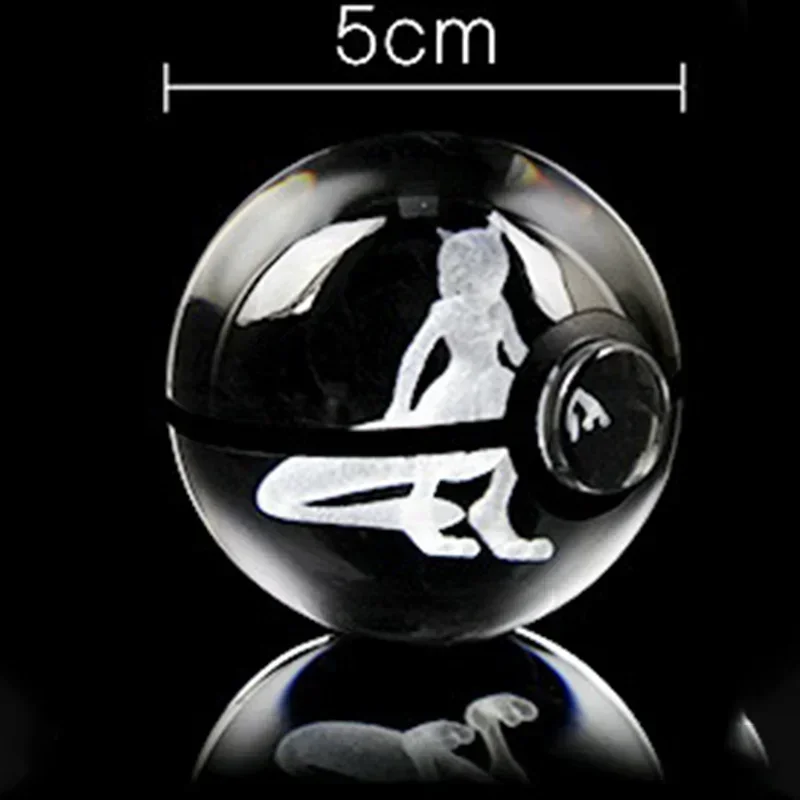 Pokemon 3D Crystal Ball Figure Engraving Pikachu Charizard Gengar With LED Light Base Anime Glass Ball Child Christmas Gift Toy image 5