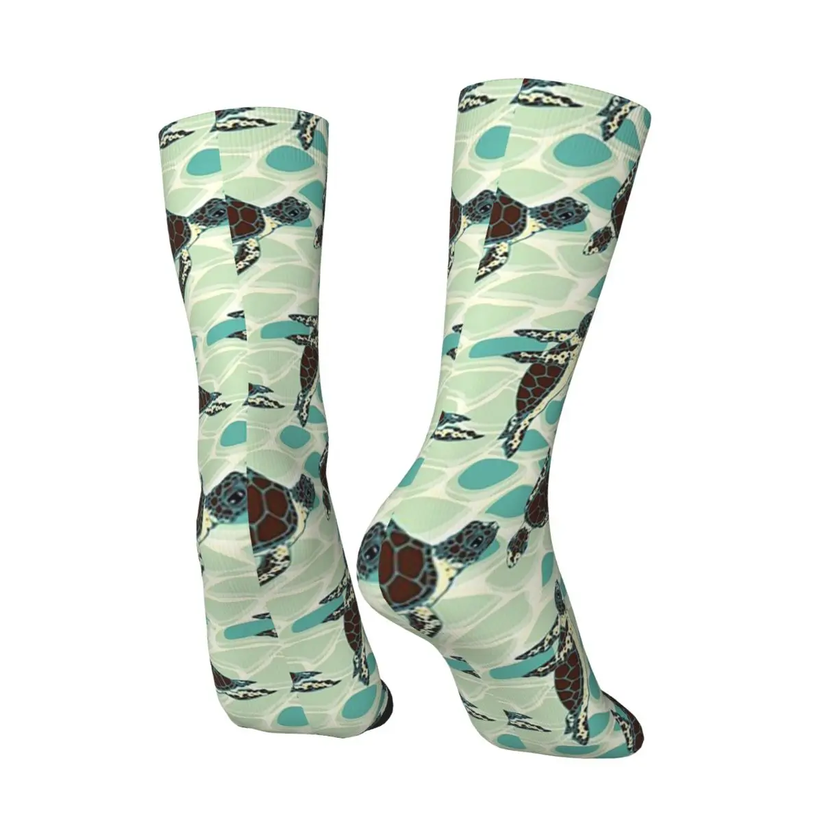 All Seasons Swimming Sea Turtle Socks Harajuku Crew Socks Sweat Absorbing Stockings for Men Women Valentine's Day Gifts
