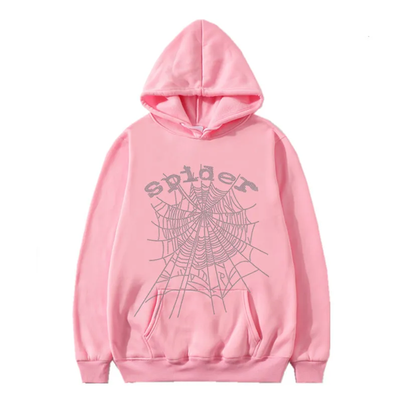 Spider Cobweb Rhinestone Hoodies Hip Hop Fashion Letter Y2k Aesthetics Sweatshirts Men Women Autumn Street Punk Oversized Hoodie