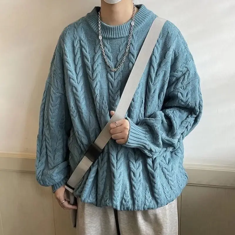 

Casual Solid Half Turtleneck Sweater Men Fashion Long Sleeve Tassel Knitted Pullover For Autumn Lazy Long Sleeve Knitted