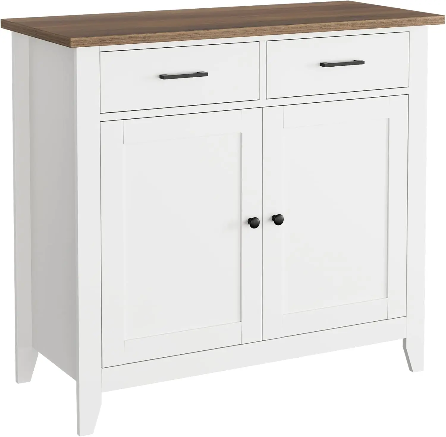 

Kitchen Storage Cabinet with Drawers and Doors, Floor Sideboard and Buffet Server Cabinet, Entryway Console Cabinet, Ivory White