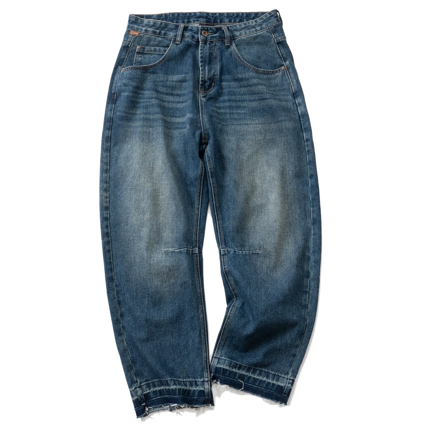 American Retro Cat Whisker Washed Jeans for Men's Spring and Autumn Casual Loose Straight Leg Washed Jeans for Women