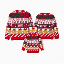 PatPat Christmas Sweater Family Matching Tops Allover Xmas Bell & Candy Cane