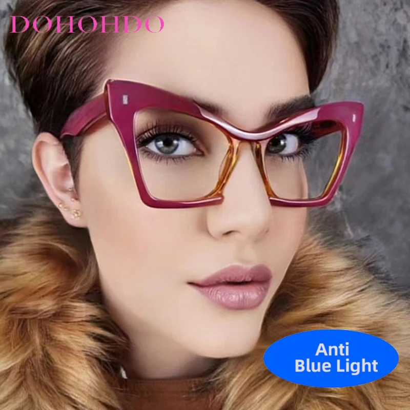 

Punk Trendy Oversize Cat Eye Women Men Glasses Designer Brand Anti-Blue Light Computer Reading Optical Eye Protection Spectacle