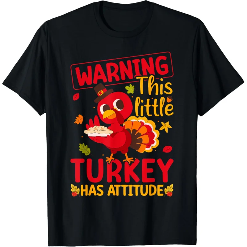 

This Little Turkey Has Attitude Thanksgiving Kids Boys Girls T-Shirt