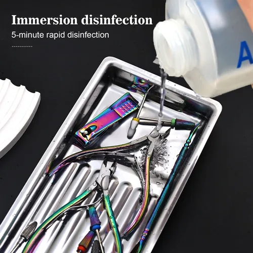 Imagen 2 del producto Bandeja para uñas, bandeja de almacenamiento de cosméticos de acero inoxidable, placa para decoración de uñas, pinzas, bolígrafo, contenedor de herramientas de manicura, organizador de platos para uñas postizas