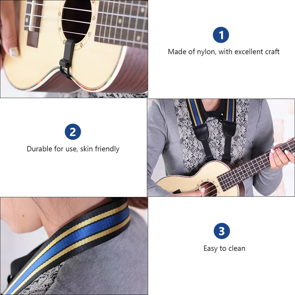 

No Drill Adjustable Ukulele Strap Comfortable Stay in Place Design Nylon Durable Easy Clean Birthday Gift Friends
