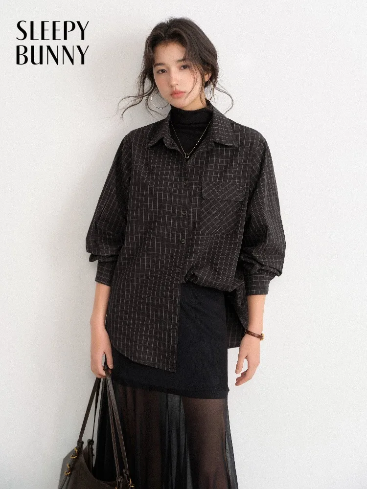 

Vintage Plaid Long Sleeve Shirt for Women Lady Relaxed Fit Checkered Shirt Casual Chic Spring Daily Commuter Layering Top Wear