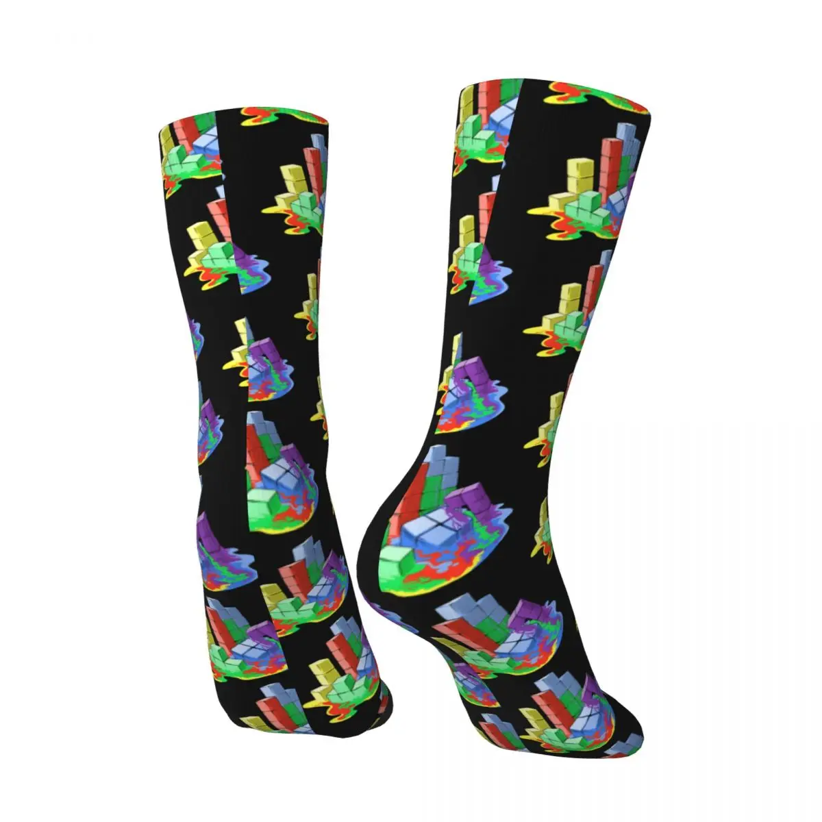 Melting Blocks Men's Socks Vintage Harajuku Tetriss Street Style Novelty Seamless Crew Sock