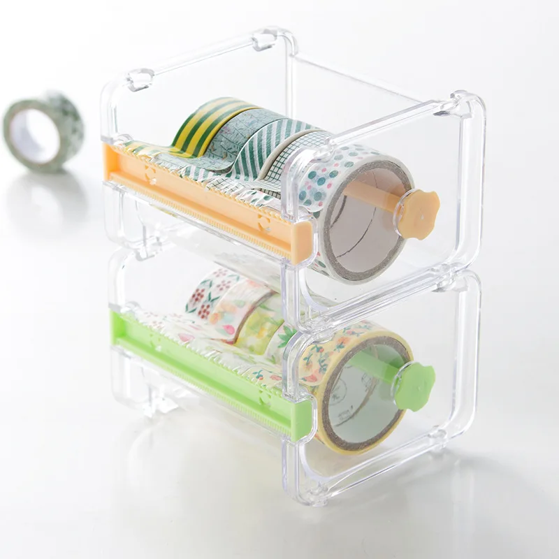 1 Multifunctional Transparent Storage Box Tape Cutting Machine For Office And Student Stationery Diy Manual Cutter