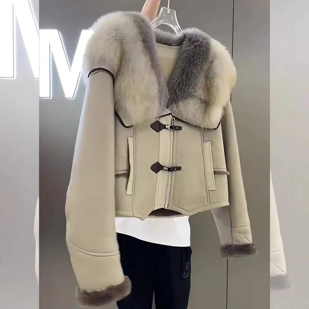 Fox Fur Collar Jacket for Women, Thick Warm Clothes,Autumn and Winter Coat, High Quality, 2024