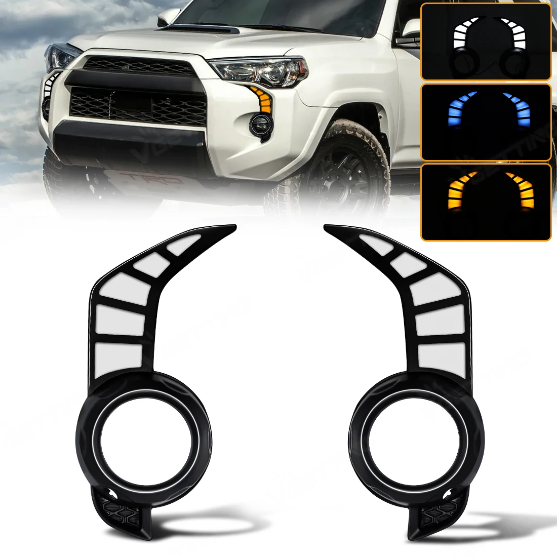 For Toyota 4 Runner 4Runner 2014-2024 LED Daytime Running Light Turn Signal Lamp Foglamp 3-Color DRL Replacement Upgrade Parts