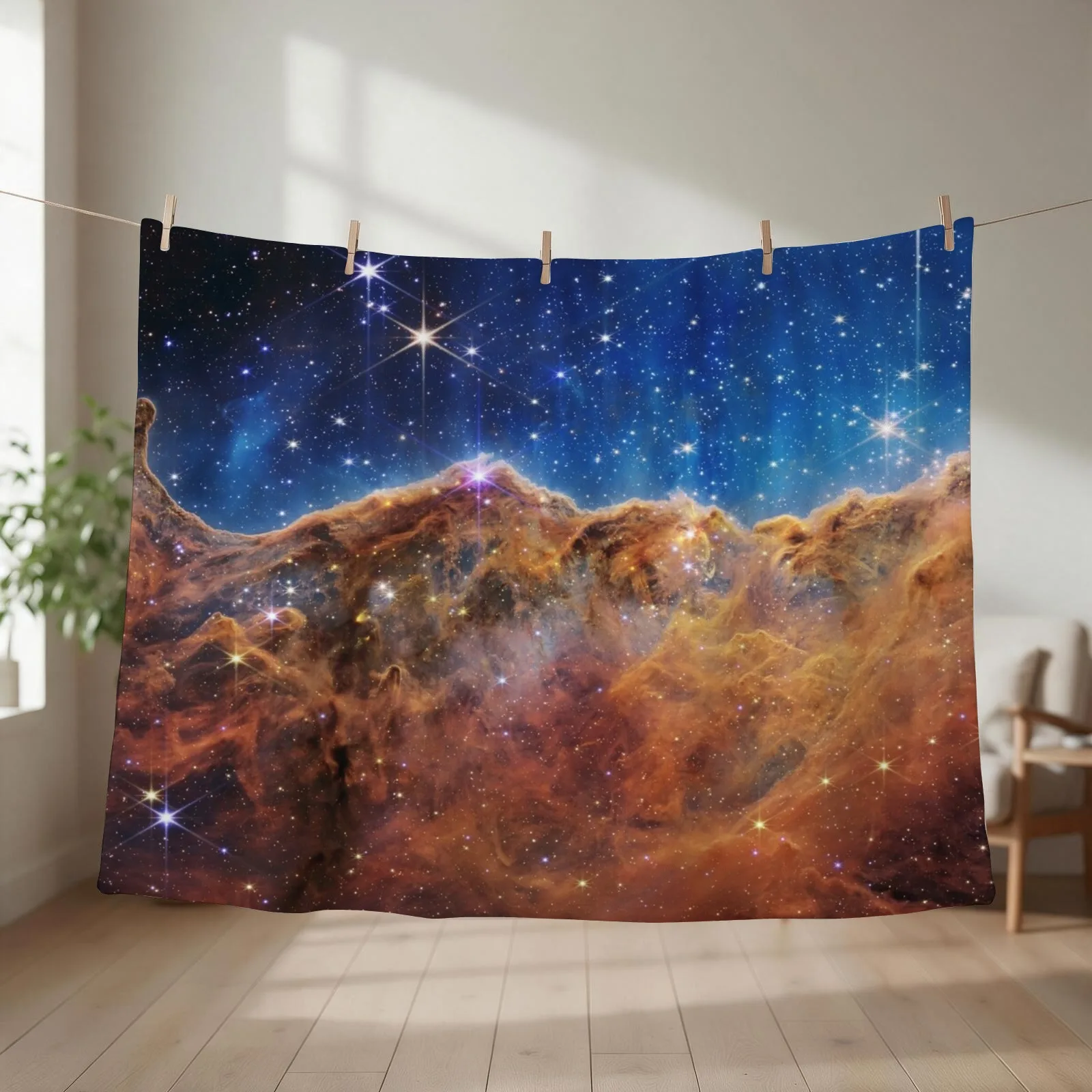 JWST Cosmic Cliffs in the Carina Nebula (14K resolution) Throw Blanket wednesday Furry Moving Weighted Blankets