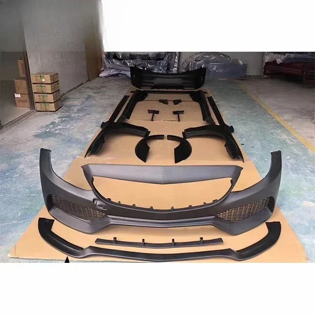 For W205 C Class Upgrade PD Wide Body Kit Front Bumper Rear Bumper Side Skirt Fender