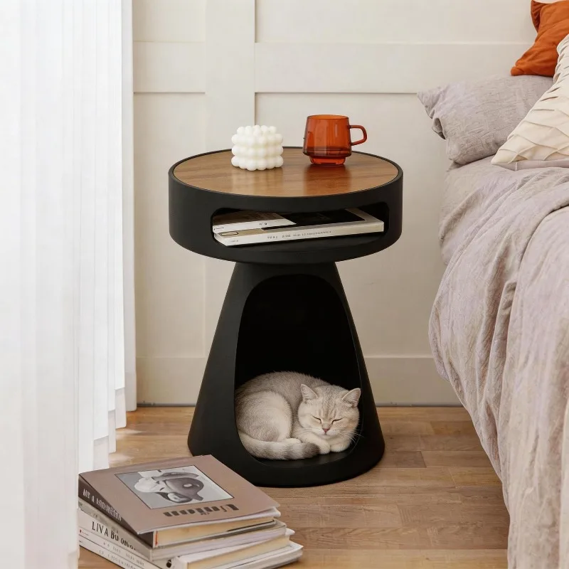 2-in-1 Cat Bed Table Modern Multifunctional End Tables with Cat House Cave Pet Furniture Nightstand Small Cats Beds Houses