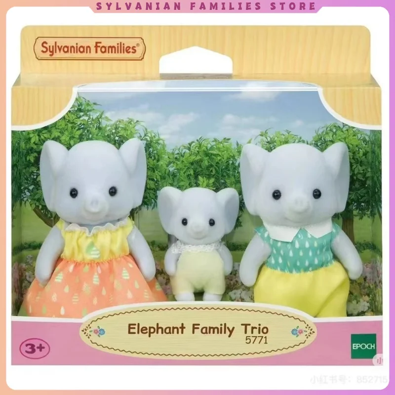 Sylvanian Families Anime Girl Figures Calico critters Furniture Set ternurines Authentic  elephant family trio 5771