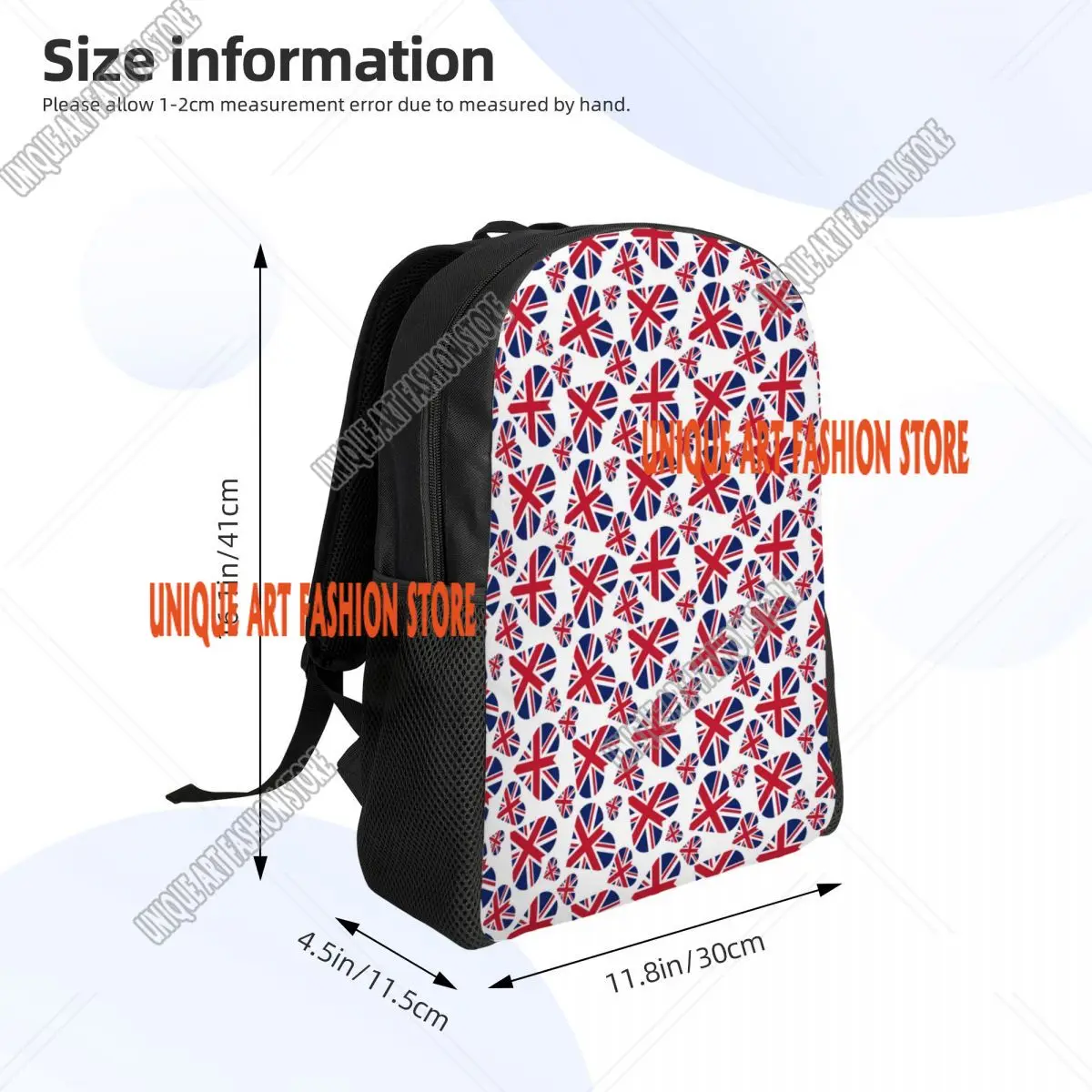 3D Print Hart Van Britse Vlag Rugzakken voor Jongens Meisjes Verenigd Koninkrijk UK Trotse School College Tassen Boekentas Past op 15 Inch Laptop