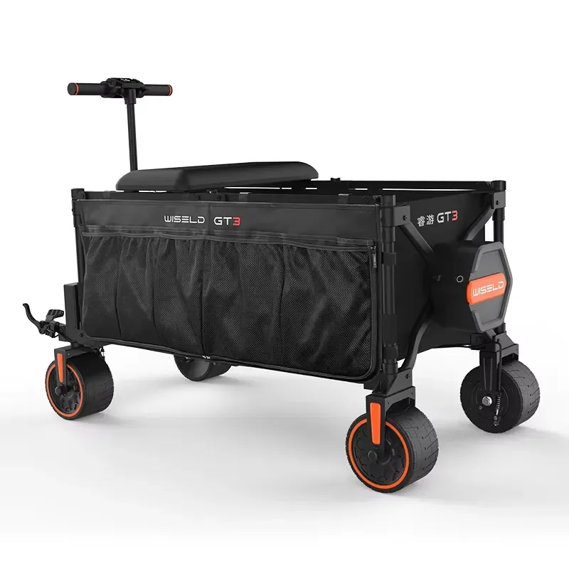 Collapsible Electric Cargo Wagon Large Capacity Waterproof Outdoor Transport Cart Powered Folding Trolley for Family Travel