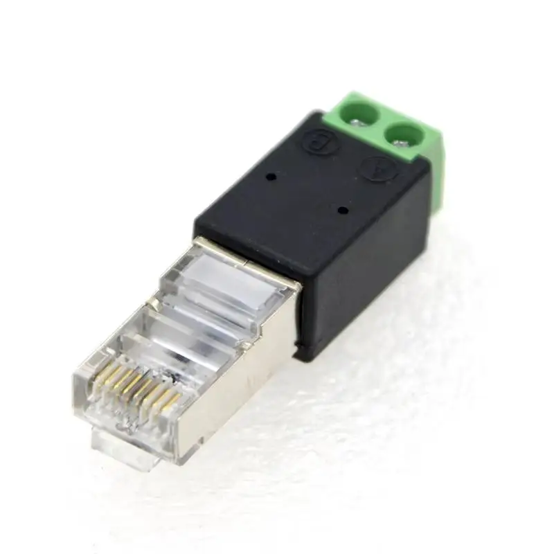 100PCS RJ45To 485 Terminal Network Connector RJ45 Male To 2 Position Terminal Block,Servo Encoder Connector Crystal Head Adapter