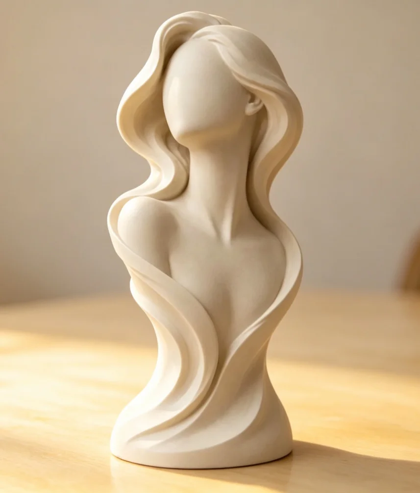 Smooth Curved Woman Figure Without Face for Minimalist Home Decor Gallery Wall Accent Contemporary Art Lover Gift Item