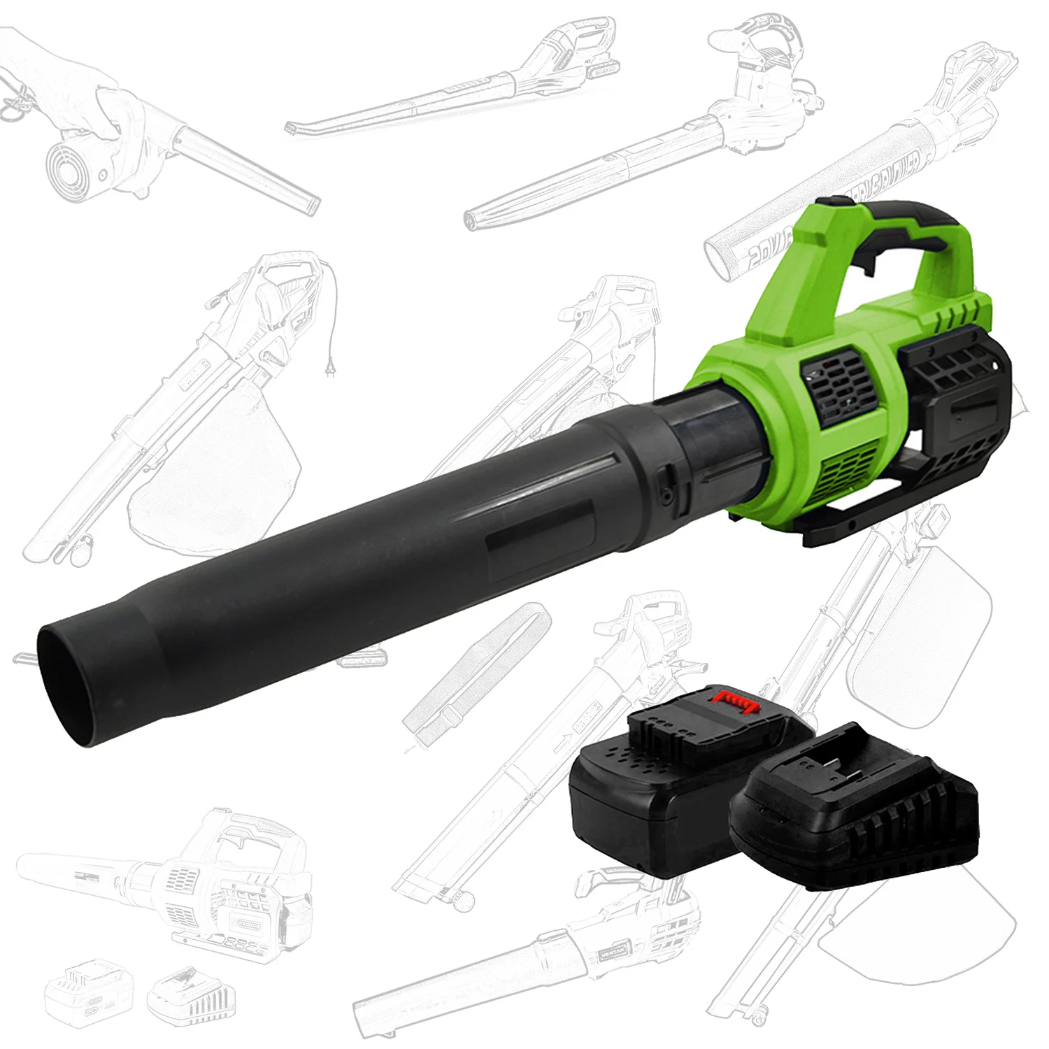 VERTAK Brushless 20V Axial Flow Blower Li-ion Battery Electric Cordless Garden Leaf Blower for Dry Leaves