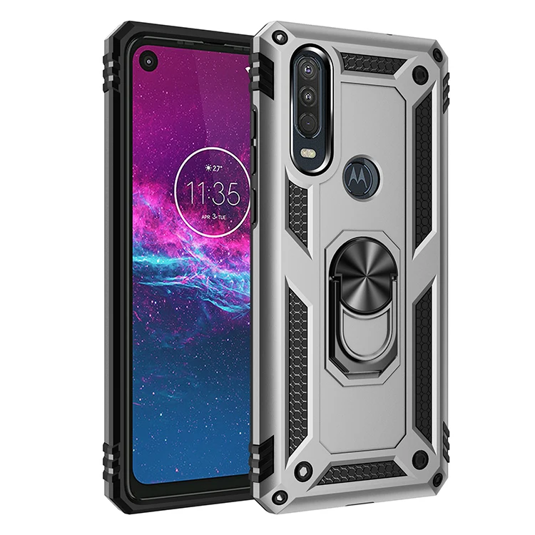 Armor Shockproof Case for Motorola Moto One Vision Rugged Military Drop Protective Magnet Car Holder Ring Case Cover