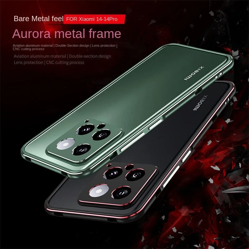 Bumper for Xiaomi 14 Pro 5G Ultra Thin Metal Bumper Frame Hard Cover Case for Xiaomi 14Pro Xiaomi14pro Aluminum Cover Protector