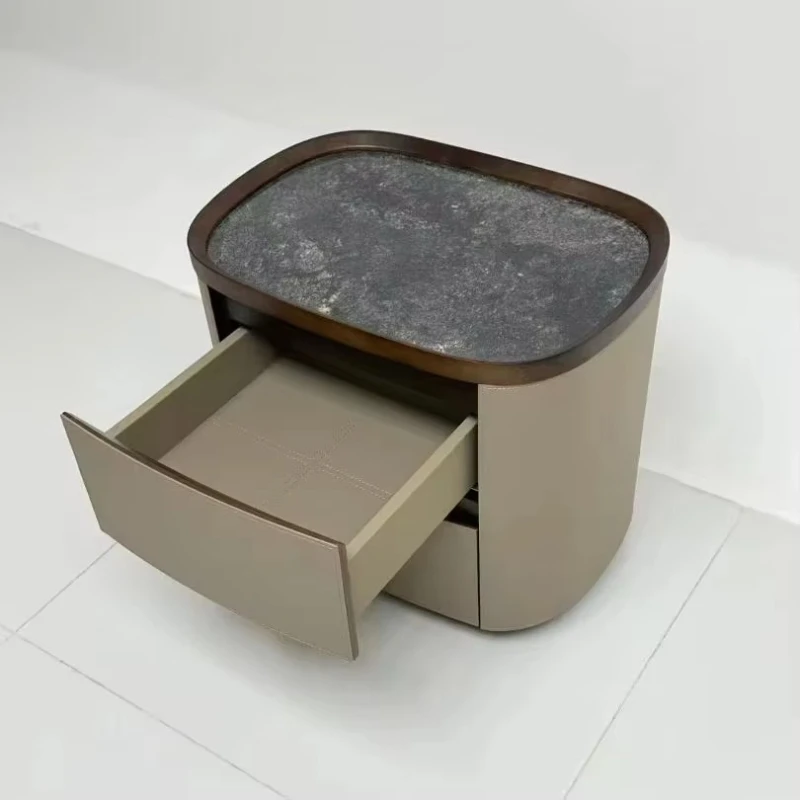 

Modern wooden bedside table with two drawers, luxury bedside table for bedroom or living room