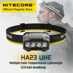NITECORE HA23 UHE Lightweight AAA Headlamp 3 Color Temperatures 600 Lumens Headlight IP68 for Night Run Camping Fishing Trekking