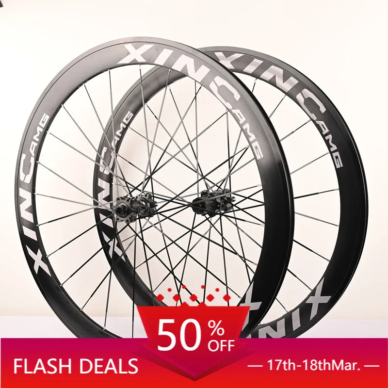 STLF Aluminum Alloy Rim 700C 50mm Disc Brake 24 Holes Thru Axle Six Claws Spokes Bicycle Wheel Highway Bicycle Wheelset