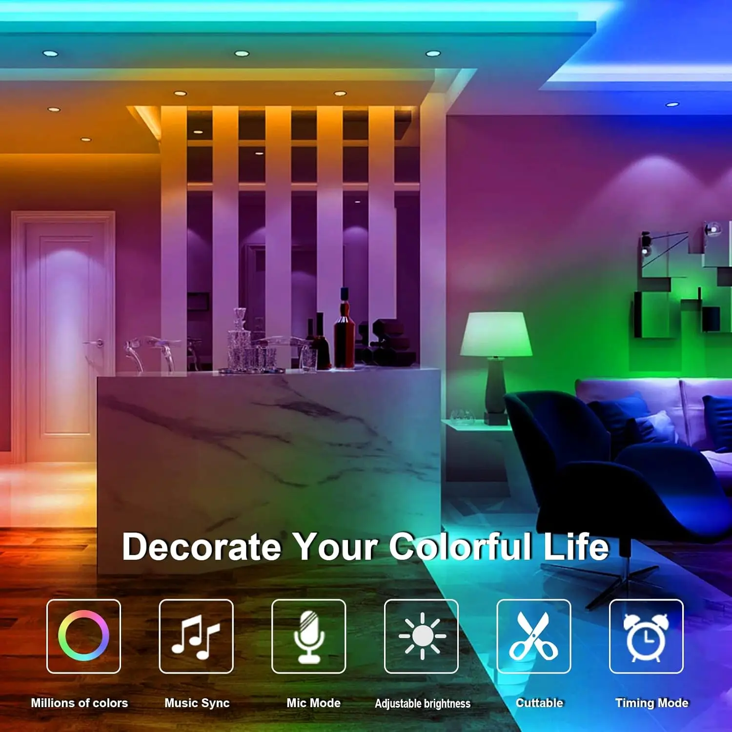 10M/5M Smart RGB WiFi TV LED Strip Lights Work with Alexa, Music Sync, Color Changing,USB Powered Backlight with Remote for Room
