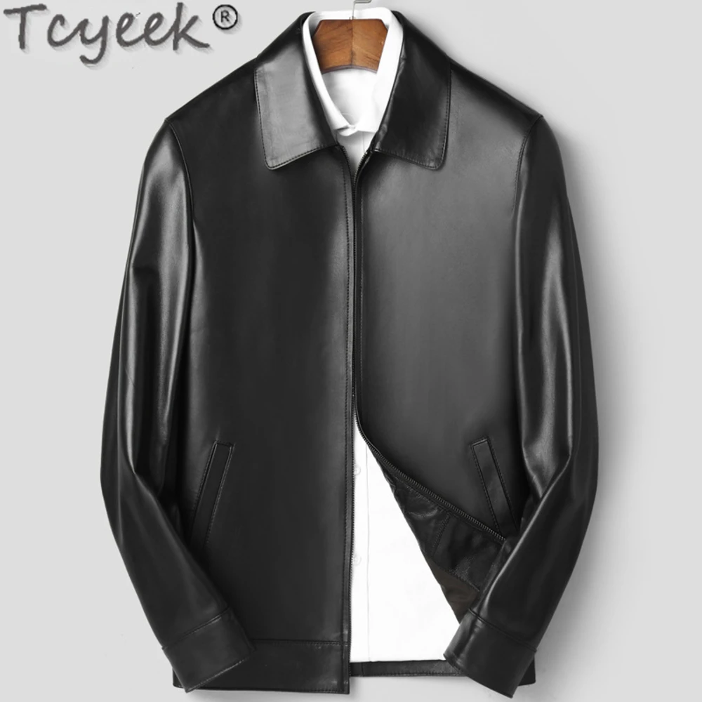 

Spring Tcyeek Fall Casual Genuine Man Jackets Short Leather Jacket Thin Sheepskin Coat for Men Clothes Jaqueta Masculina