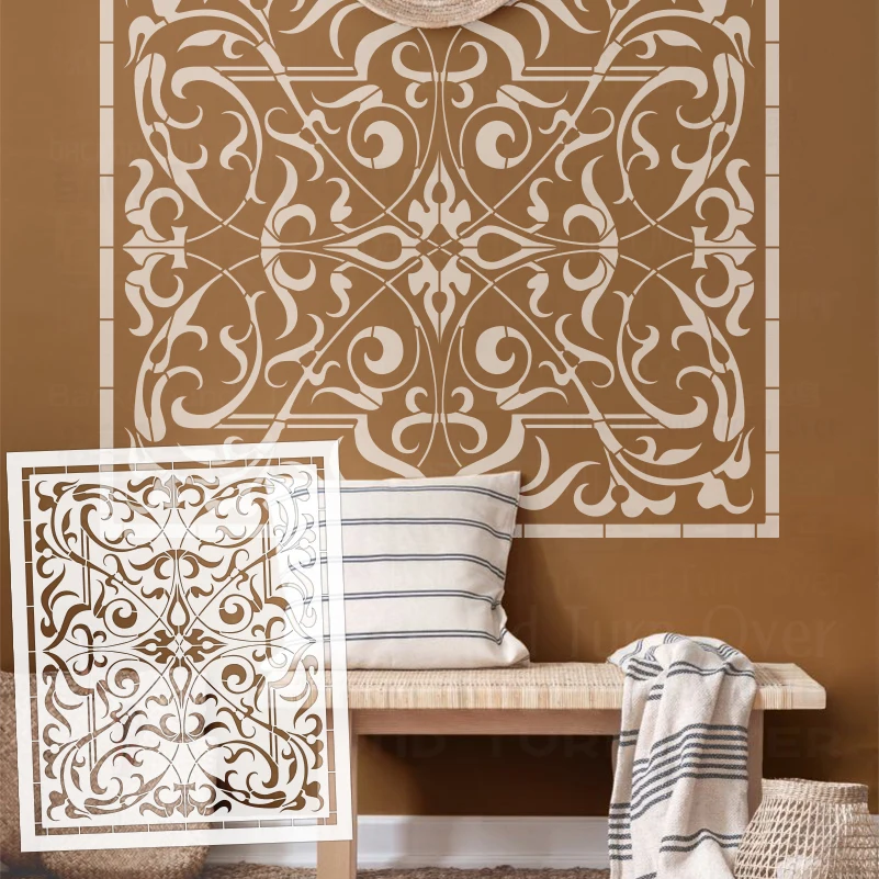 58cm - 105cm Stencil Wall Decor For Plaster Template To Paint Painting Ornamental Pattern Intricate Swirling Baroque S573