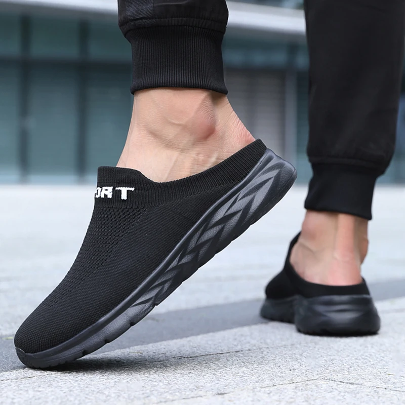 Lightweight Men\'s Half Slippers Breathable Men Slippers Fashion Casual Shoes Anti-slip Male Flat Slip on Flats Outdoor Big Size