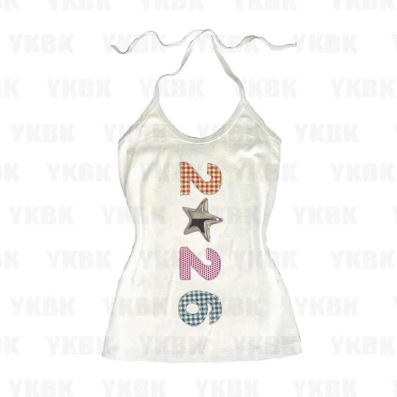 Gothic Y2K Crop Tops Vintage Damen Freizeit-Print 2026 Anime Harajuku Retro Niedliche Weste Punk Girl Ästhetik Baby Tees Sommer Tops