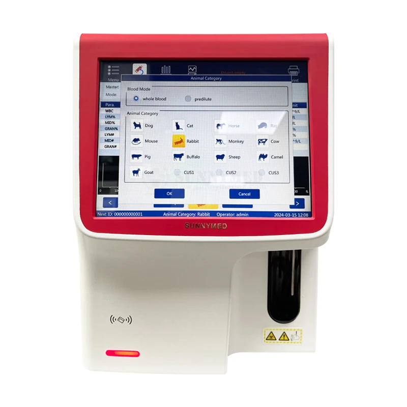 Гематологический анализатор SY-B139V: 3-компонентная система дифференциального анализа крови для ветеринарного использования, идеально подходит для ухода за домашними животными и животными