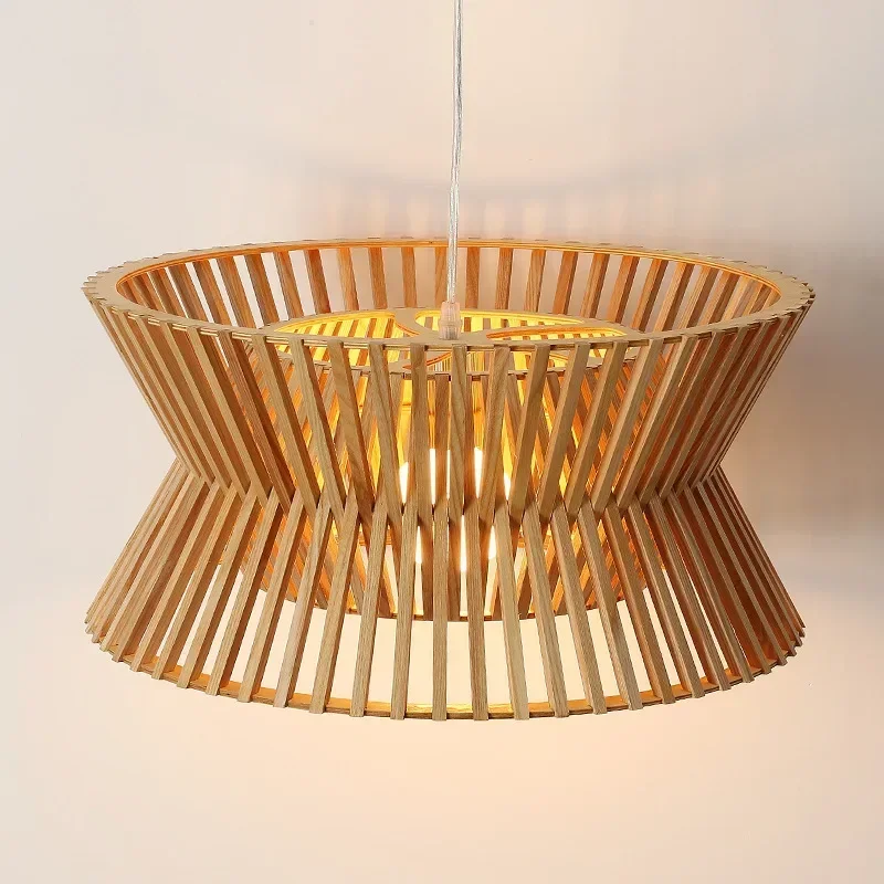 Japanese style creative restaurant wooden Nordic dining table bar counter solid wood birdcage pendant light