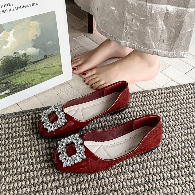 

Women's Elegant Office Party Shoes Fashion Snowflake Buckle Square Head Casual Shoes Womens Classic Soft Flat Loafers Shoes