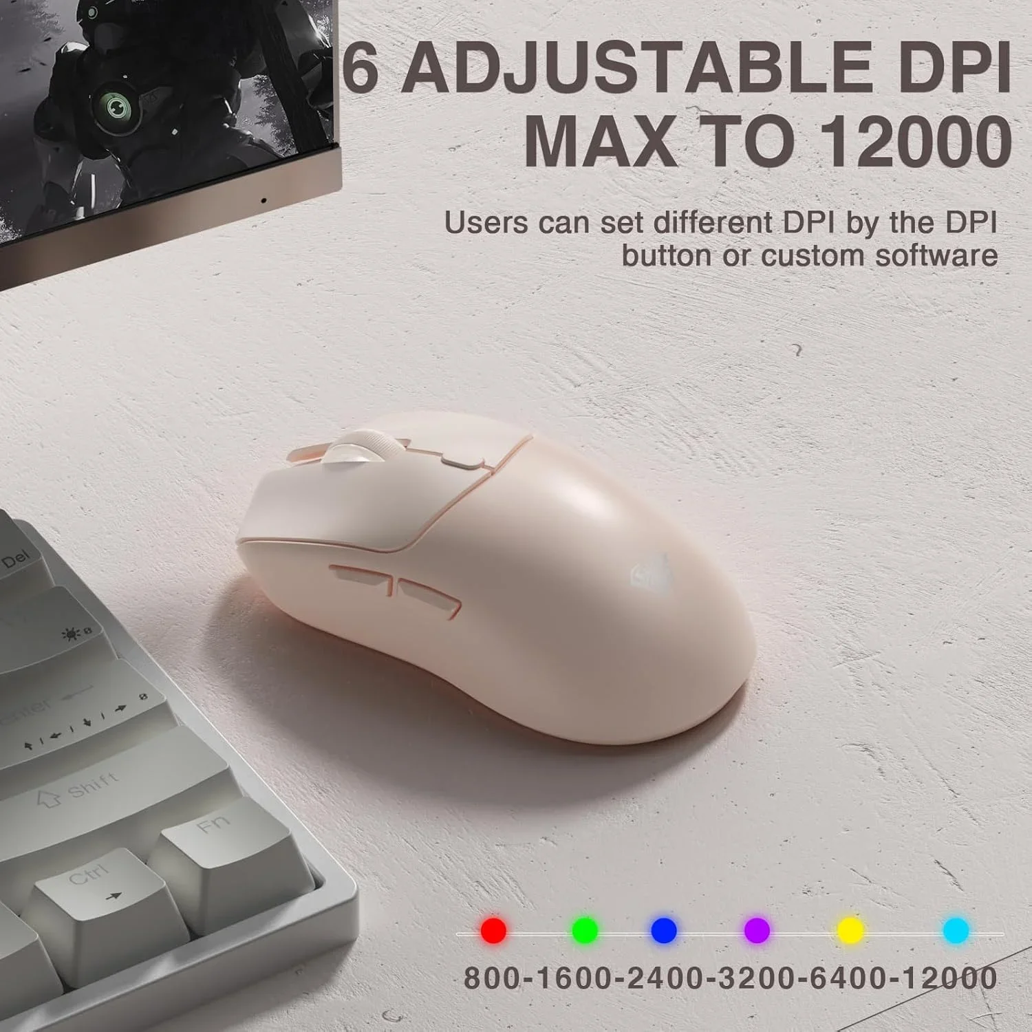 AULA SC580X Tri-mode Wireless Gaming Mouse 12000DPI PAW3325 500mAh Rechargeable Ergonomic for PC Laptop Esports Accessories view 6