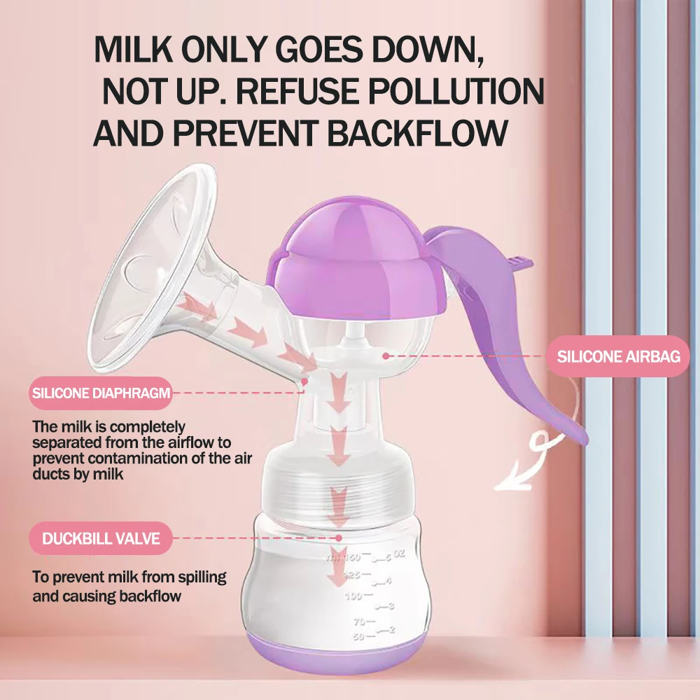 High suction manual breast pump, three in one breast milk storage and feeding, newborn bottle, multi-purpose, BPA free