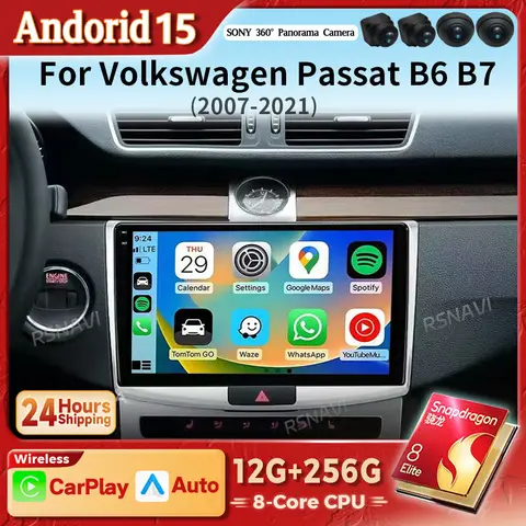 안드로이드 15 카플레이 자동차 라디오 멀티미디어 플레이어 폭스바겐 파사트 B7 CC 2010 2011 2012 - 2016 오토라디오 스테레오 2din 스냅드래곤