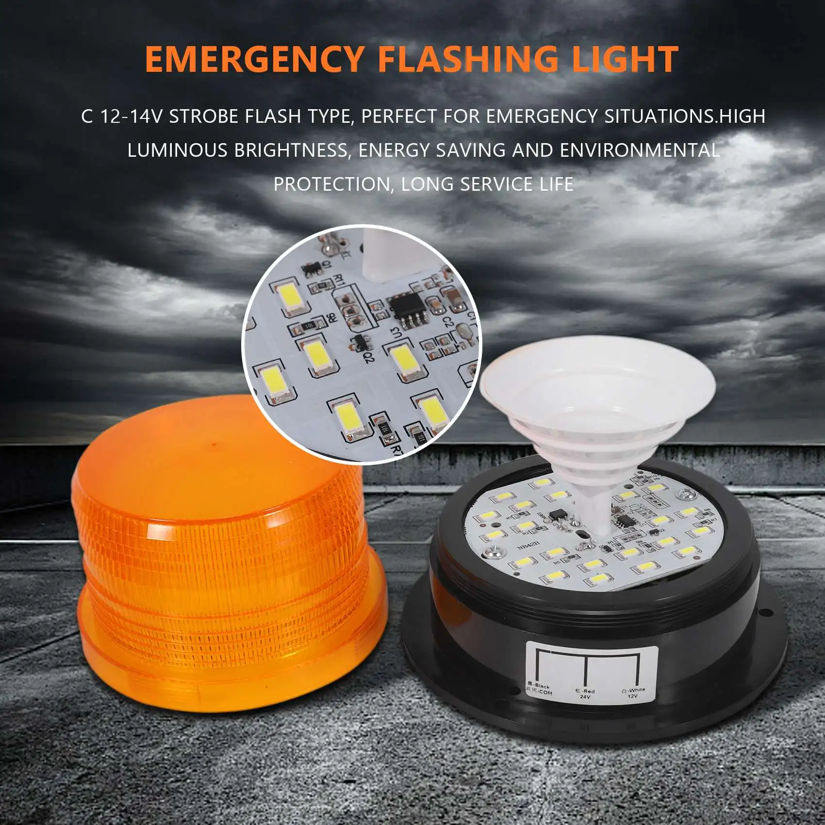 تتجه 2 X العنبر LED منارة ستروب الطوارئ ضوء وماض مصباح تحذير شاحنة 12 فولت 24 فولت #5