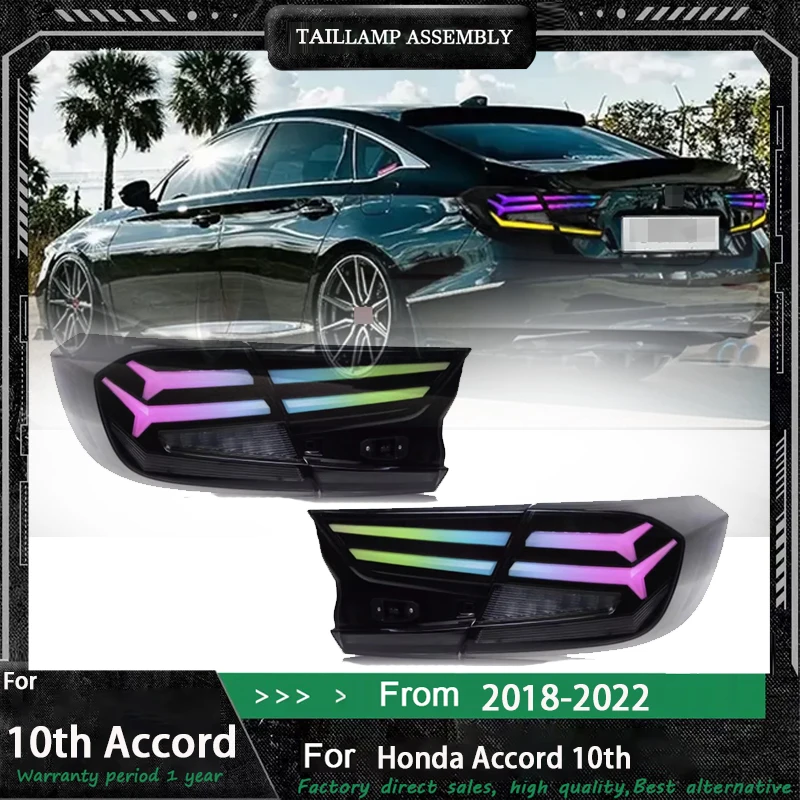 

for honda Accord 2018-2022 10th 10.5th LED Tail Lights RGB Rear Lamp Brake Driving Light Modification Assembly