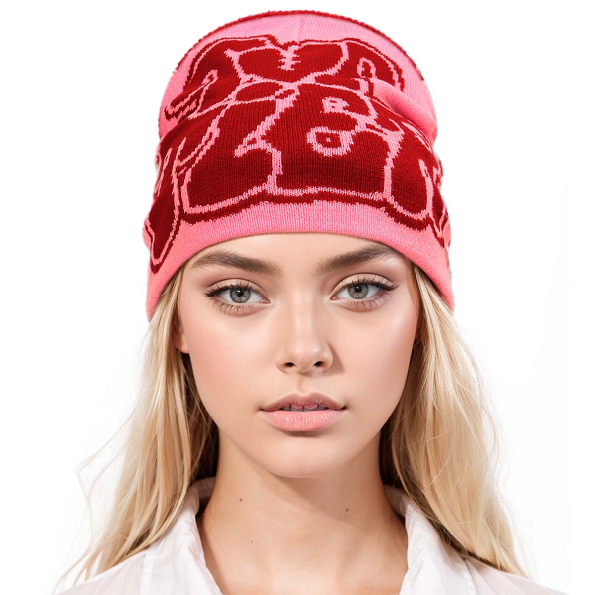 

Colorful Plush Knitted Hat for Women Winter Gradient Color Warm Wool Cap Female Skull Beanies Outdoor Thickened Fashion Bonnet