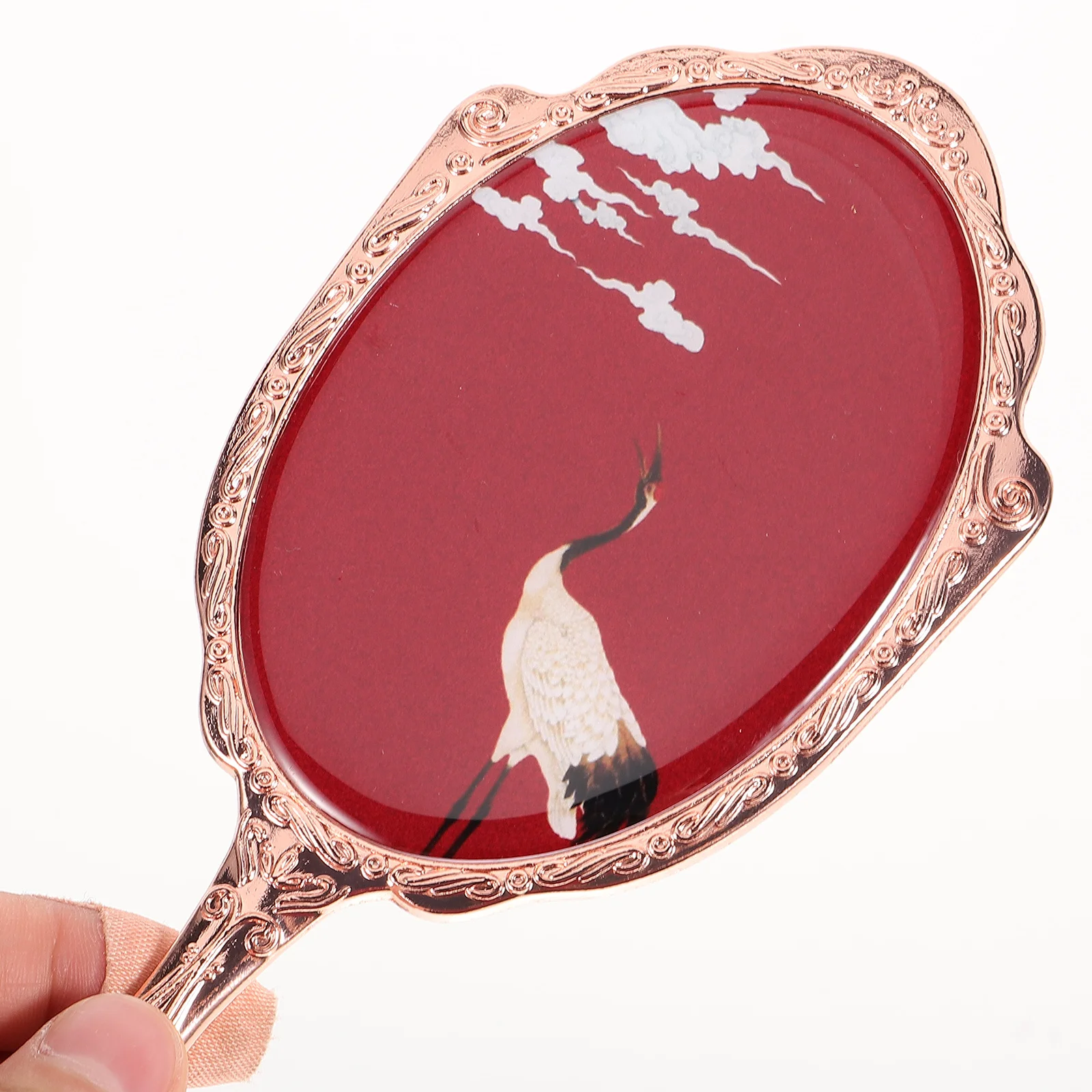 

MUSISALY Vintage Foldable Makeup Mirror Metal Handle Portable Mirror for Women Decorative Small Travel Beauty Tool