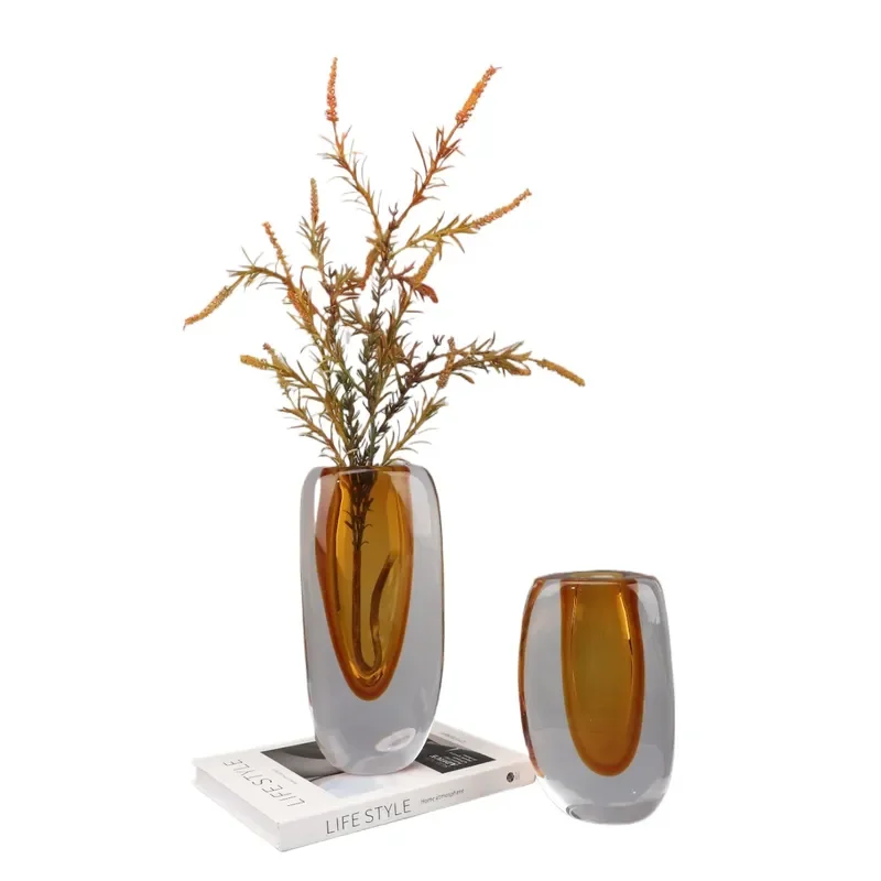 Modern Simple Amber Glazed Vase Ornament for Coffee Table Living Room Desktop TV Cabinet Model Room Home Decoration