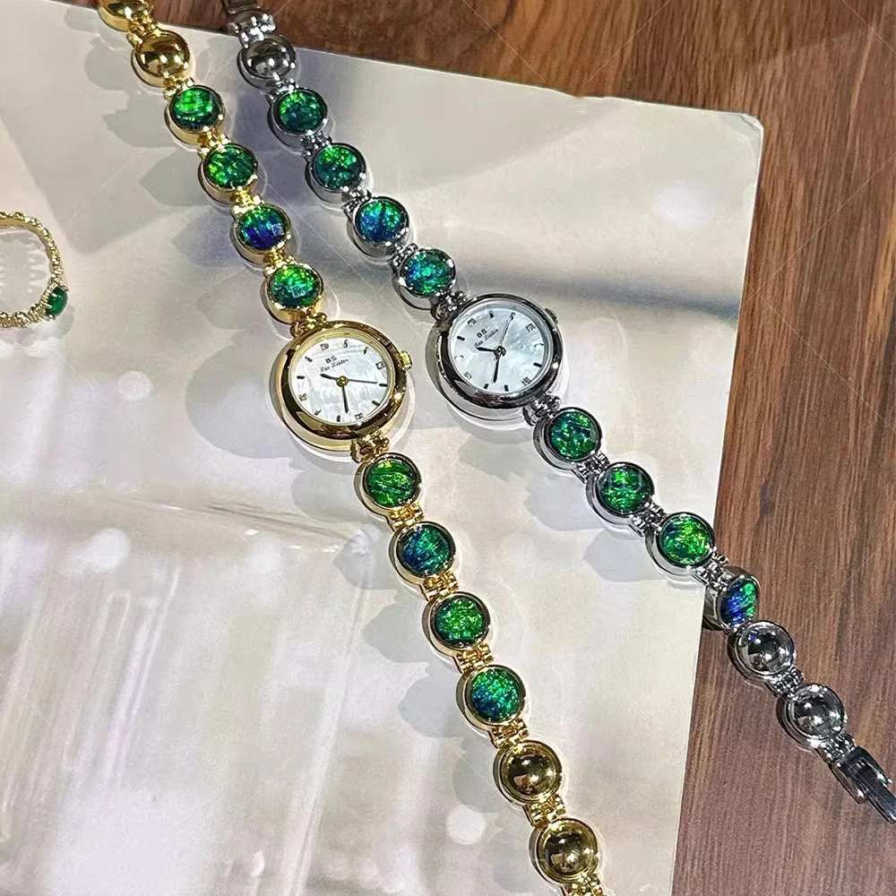 BS Bee Sister Women's Watch Luxury Fashion High Quality Watches For Woman Ladies Gifts Malachite Bracelet Wristwatch
