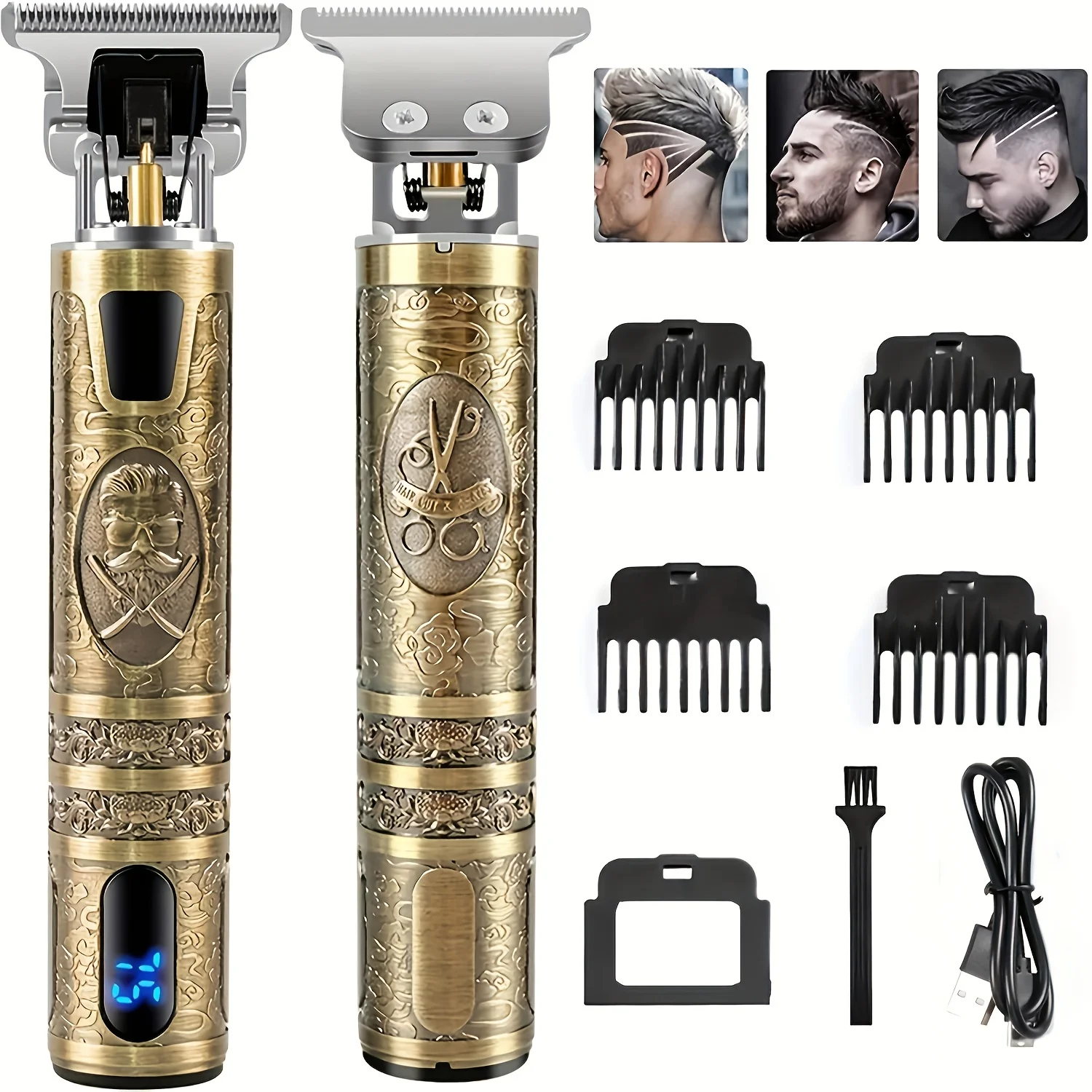 Electric Hair Clipper With LCD Display Oil Head Hair Cutting Machine Hair Beard Trimmer Rechargeable USB Shaver For Men Father