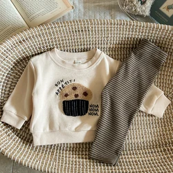 Toddler Outfits Kids Baby Boys Girls Winter Infant Suit Cartoon Cake Tops+Pants 2pcs Long Sleeve Suit Clothes Set Tracksuit